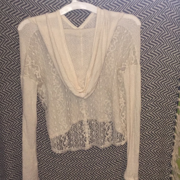 Sheer white lace hoodie - Picture 2 of 4